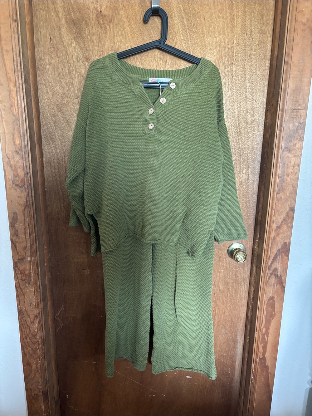 Free People Hailee Olive Green Knit Two-Piece Set